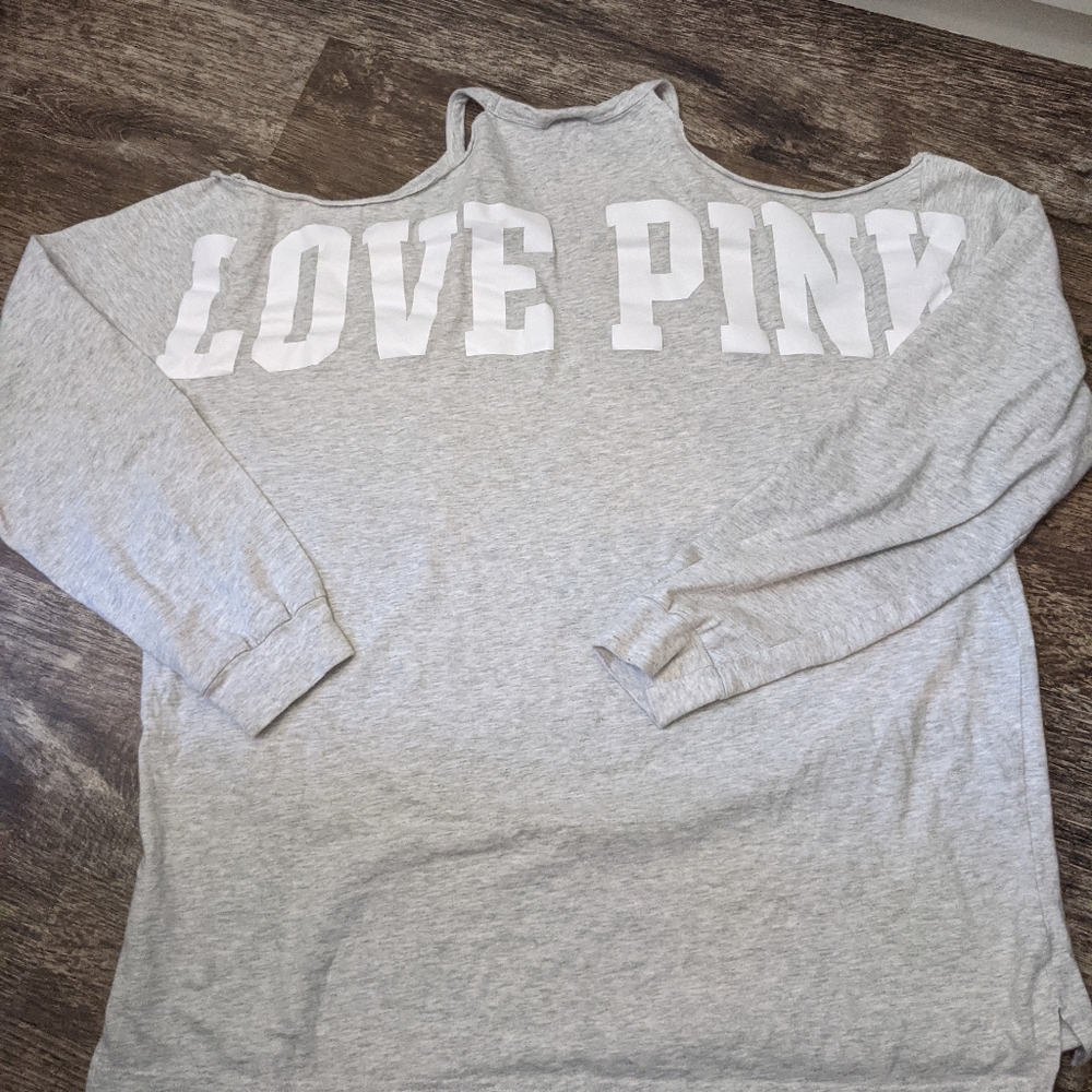 Victoria's Secret PINK Cold Shoulder Large Grey